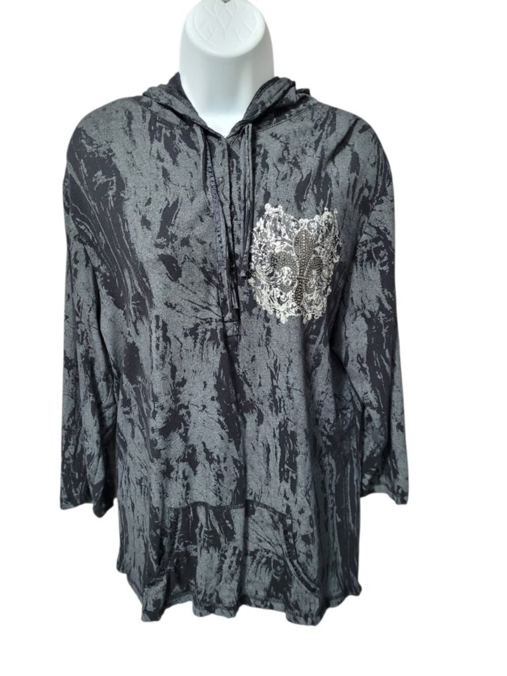 Rock & Roll Cowgirl Hoodie JR XXL Black Angel Wings Sparkle Embellished Top‎